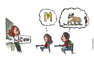 Di00749 download what kids thinks when see cow word illustration