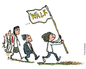 Di01341 Walk flag group illustration