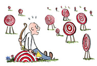 Man with many goals illustration by Frits Ahlefeldt