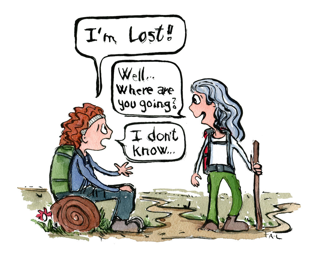 Lost hiker girl illustration by Frits Ahlefeldt