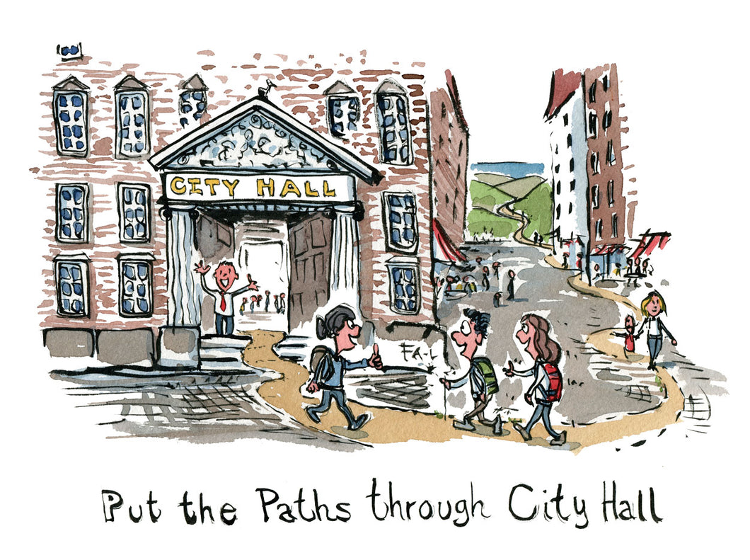 Put the path through city hall illustration illustration by Frits Ahlefeldt