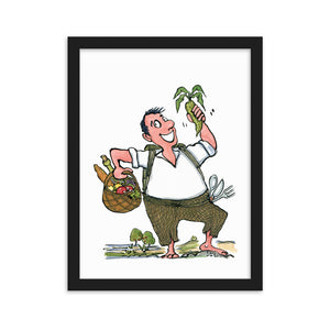Man eating vegetables illustration framed art print