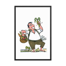 Load image into Gallery viewer, Man eating vegetables illustration framed art print