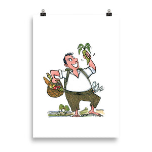 Man eating vegetables illustration Art Print