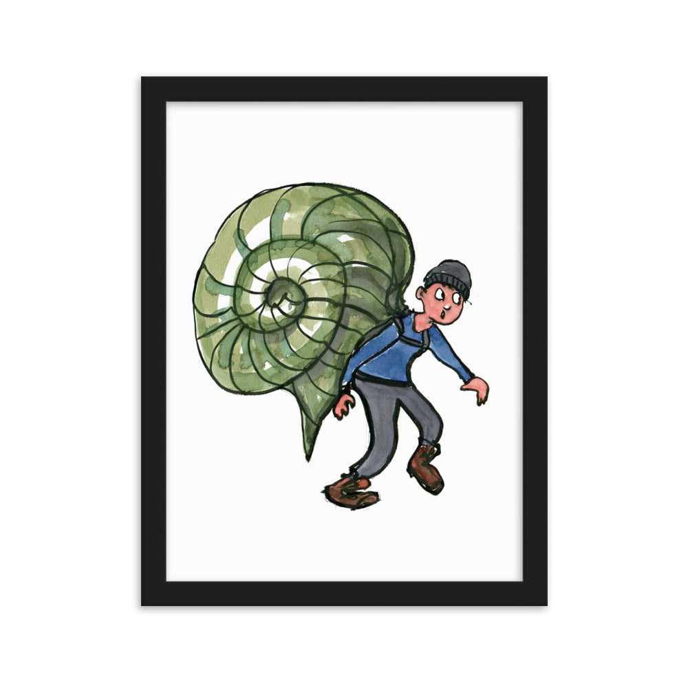 The Snail Hiker illustration Framed art print