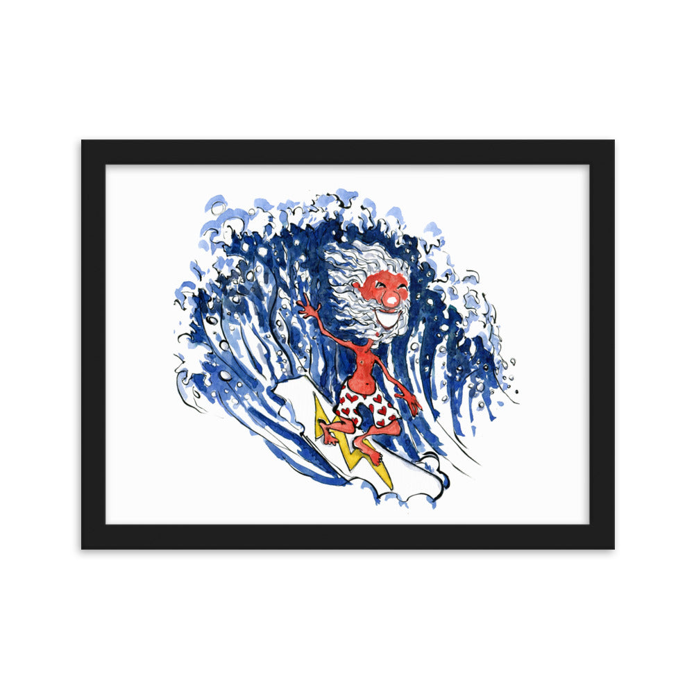 The Old Surfer illustration Framed art print