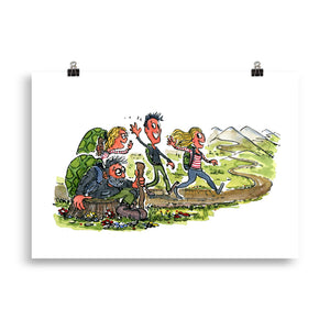 Meeting yourself on the trail illustration Art Print
