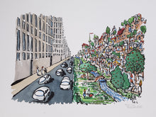 Load image into Gallery viewer, Car vs Green city Original illustration