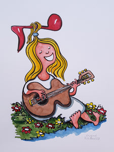 Music Girl on the Road Original illustration