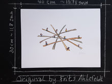 Load image into Gallery viewer, illustration of crossing paths with people on them. drawing by Frits Ahlefeldt