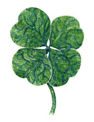 Original Tribal four leaf clover Watercolor